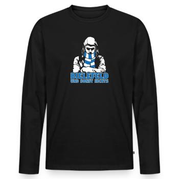 Bielefeld und sonst nichts - Männer Premium Bio Langarmshirt - Schwarz - Vorne - Nico (187cm)
