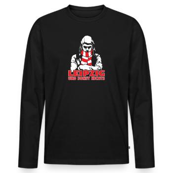 Leipzig und sonst nichts - Männer Premium Bio Langarmshirt - Schwarz - Vorne - Nico (187cm)