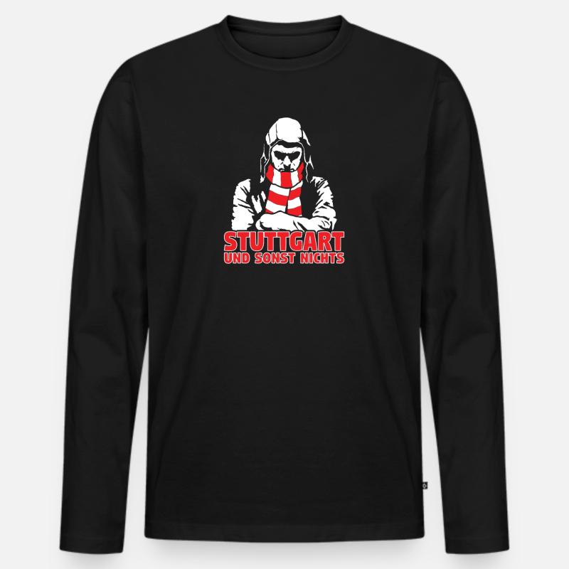 Stuttgart und sonst nichts - Männer Premium Bio Langarmshirt - Schwarz