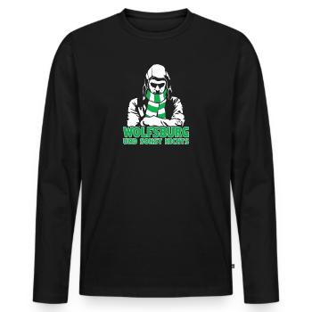 Wolfsburg und sonst nichts - Männer Premium Bio Langarmshirt - Schwarz - Vorne - Nico (187cm)