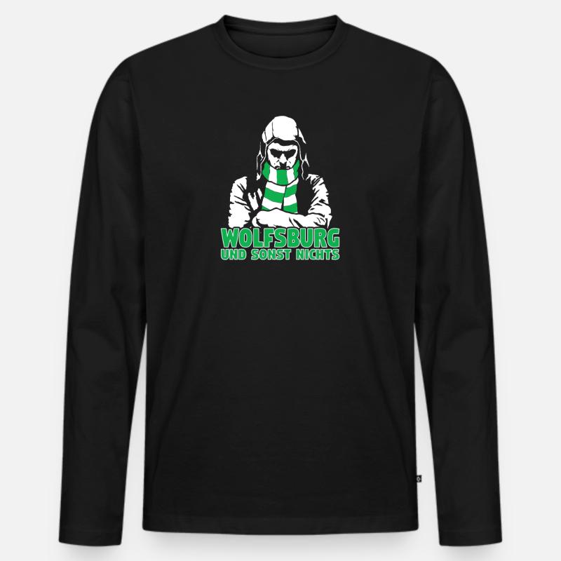 Wolfsburg und sonst nichts - Männer Premium Bio Langarmshirt - Schwarz