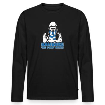 Hamburg und sonst nichts - Männer Premium Bio Langarmshirt - Schwarz - Vorne - Nico (187cm)