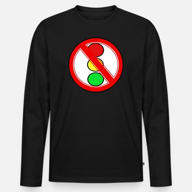 Ampel Verbotsschild - Männer Premium Bio Langarmshirt - Schwarz