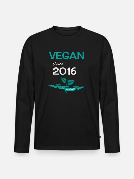 Vegan since 2016, Go Vegan - Men's Premium Organic Long Sleeve Shirt - black