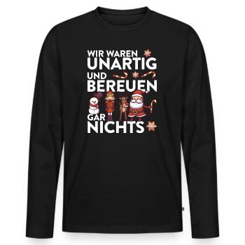 Weihnachtsmann Rentier XMAS Spruch Design - Männer Premium Bio Langarmshirt - Schwarz - Vorne - Nico (187cm)
