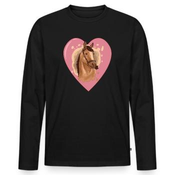 Pferd mit Herz für Pferdemdächen Pferde - Männer Premium Bio Langarmshirt - Schwarz - Vorne - Nico (187cm)