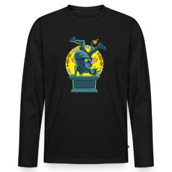 Freiheitsstatue macht Kopfstand 1-20-21 - Männer Premium Bio Langarmshirt - Schwarz - Vorne - Nico (187cm)