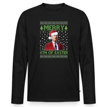Frohe 4. Ostern Lustige Joe Biden Hässliche Weihnachten - Männer Premium Bio Langarmshirt - Schwarz - Vorne - Nico (187cm)