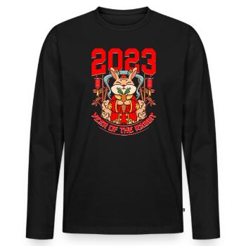 T-shirt de l’année du Nouvel An chinois 2023 - T-shirt manches longues Premium bio Homme - noir - Devant - Nico (187cm)