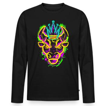 L.Gor Stier - Männer Premium Bio Langarmshirt - Schwarz - Vorne - Nico (187cm)