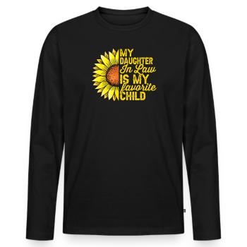 Meine Schwiegertochter ist mein Lieblingskind Sonnenblume - Männer Premium Bio Langarmshirt - Schwarz - Vorne - Nico (187cm)