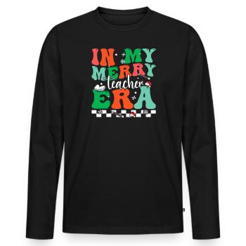 In meiner sehr fröhlichen Lehrer-Ära groovige Weihnachten - Männer Premium Bio Langarmshirt - Schwarz - Vorne - Nico (187cm)