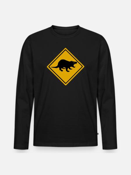 Tasmanian Devil Road Sign Australia - Men's Premium Organic Long Sleeve Shirt - black