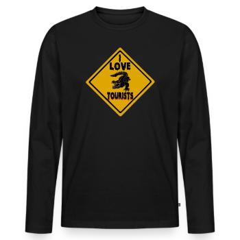I Love Tourists street sign - Men's Premium Organic Long Sleeve Shirt - black - Front - Nico (187cm)