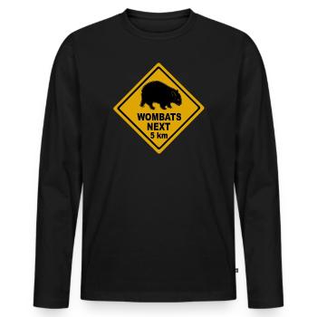 Wombats à 5 km de la plaque de rue - T-shirt manches longues Premium bio Homme - noir - Devant - Nico (187cm)
