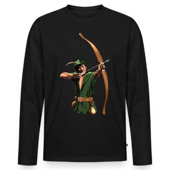 Robin des Bois - Bow and Arrow - Cadeau - T-shirt manches longues Premium bio Homme - noir - Devant - Nico (187cm)