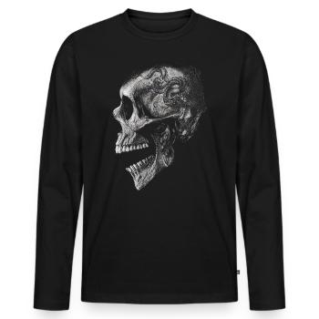 Totenkopf mit Drachen - Männer Premium Bio Langarmshirt - Schwarz - Vorne - Nico (187cm)