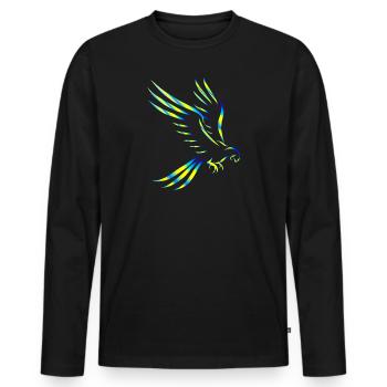 Peace Dove Ukraine - Männer Premium Bio Langarmshirt - Schwarz - Vorne - Nico (187cm)