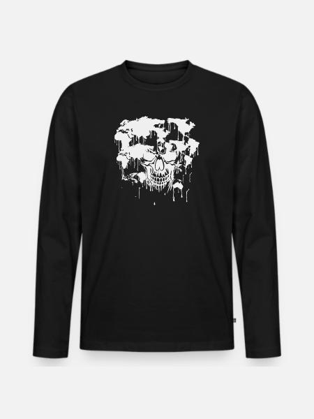 Skull. World. Pollution. - Men's Premium Organic Long Sleeve Shirt - black