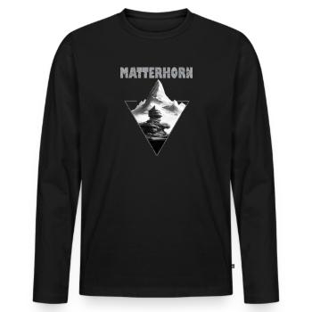 Matterhorn Schweiz Swisse Wanderung Klettern - Männer Premium Bio Langarmshirt - Schwarz - Vorne - Nico (187cm)