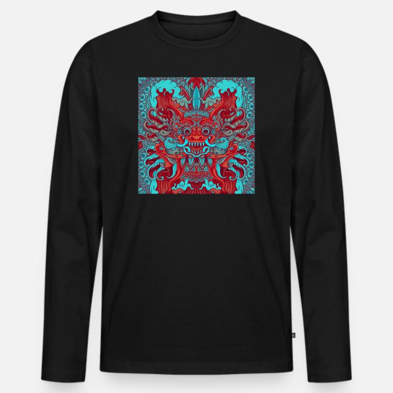 Neon Bali klein - Männer Premium Bio Langarmshirt - Schwarz
