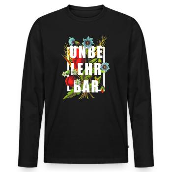 Unbelehrbar stur Blumen Rahmen Blumenstrauß lustig - Männer Premium Bio Langarmshirt - Schwarz - Vorne - Nico (187cm)