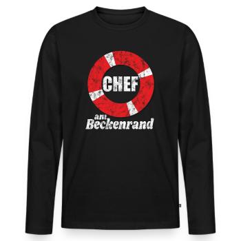 Bademeister Rettungsschwimmer Schwimmbad Freibad - Männer Premium Bio Langarmshirt - Schwarz - Vorne - Nico (187cm)
