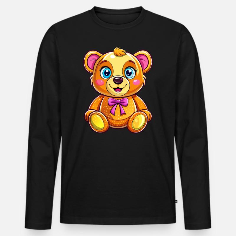 Süßer Teddy - Männer Premium Bio Langarmshirt - Schwarz