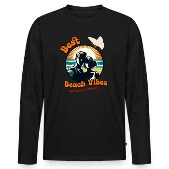 Retro Paar Strand Teenager - Männer Premium Bio Langarmshirt - Schwarz - Vorne - Nico (187cm)