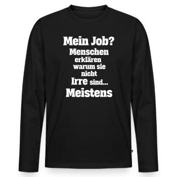 Lustiger Spruch Therapeut Menschen erklären - Männer Premium Bio Langarmshirt - Schwarz - Vorne - Nico (187cm)