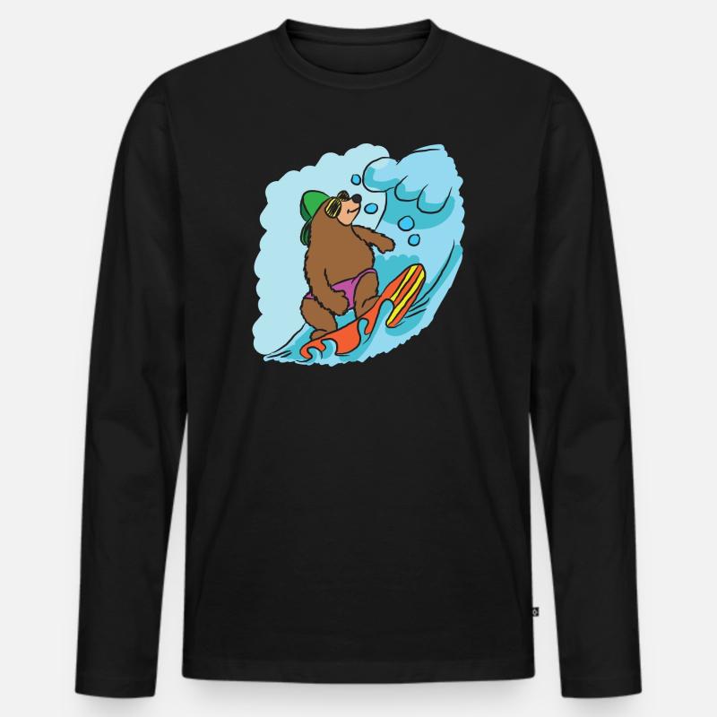 Surfen - Männer Premium Bio Langarmshirt - Schwarz