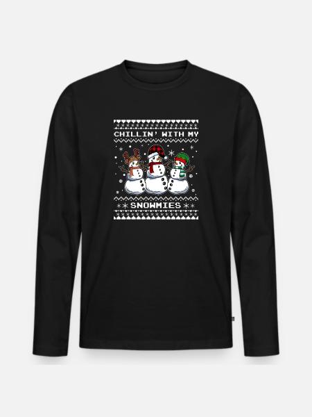 Snowmies Christmas Ugly Christmas snowman - Premium økologisk langermet T-skjorte for menn - svart