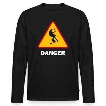 Cascades on a freestyle scooter DANGER - Men's Premium Organic Long Sleeve Shirt - black - Front - Nico (187cm)