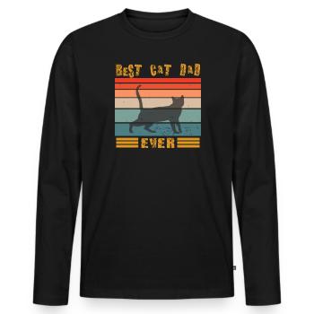 Conception de papa chat pour les amoureux des chats - T-shirt manches longues Premium bio Homme - noir - Devant - Nico (187cm)