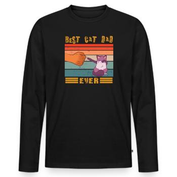 Cat Papa Design for Cat Lovers - Men's Premium Organic Long Sleeve Shirt - black - Front - Nico (187cm)