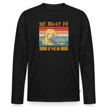 Conception de chien de chat pour les amoureux des animaux de compagnie - T-shirt manches longues Premium bio Homme - noir - Devant - Nico (187cm)