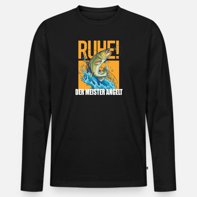 Angler Geschenkidee Hobby Angeln - Männer Premium Bio Langarmshirt - Schwarz