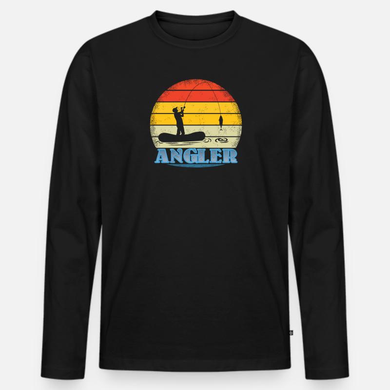 Angler Geschenkidee Hobby Angeln - Männer Premium Bio Langarmshirt - Schwarz