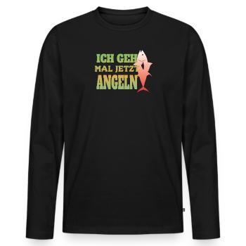 Angler Geschenkidee Hobby Angeln - Männer Premium Bio Langarmshirt - Schwarz - Vorne - Nico (187cm)