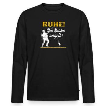 Angler Geschenkidee Hobby Angeln - Männer Premium Bio Langarmshirt - Schwarz - Vorne - Nico (187cm)