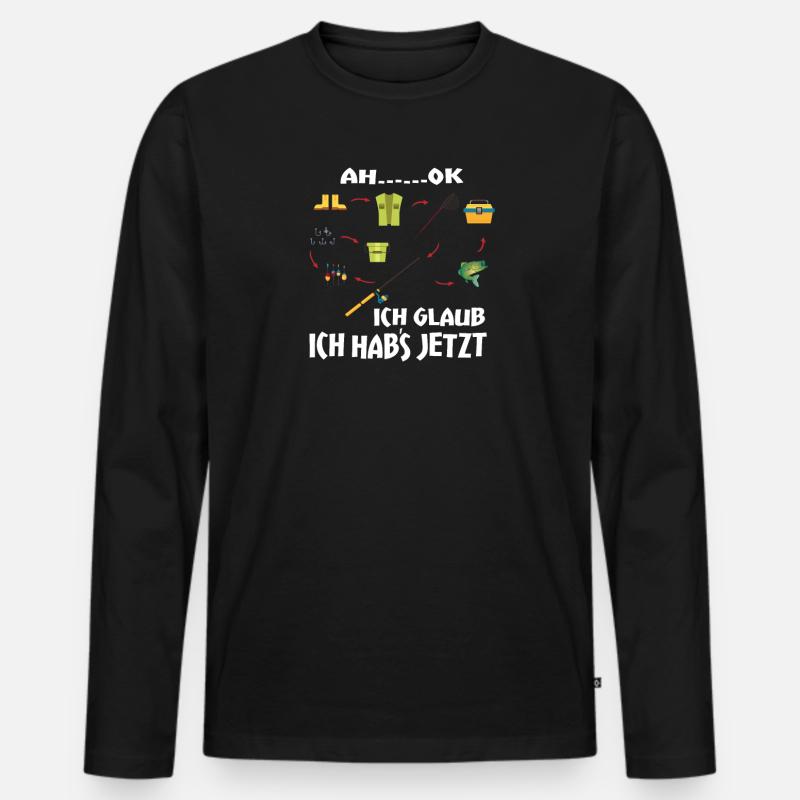 Angler Geschenkidee Hobby Angeln - Männer Premium Bio Langarmshirt - Schwarz
