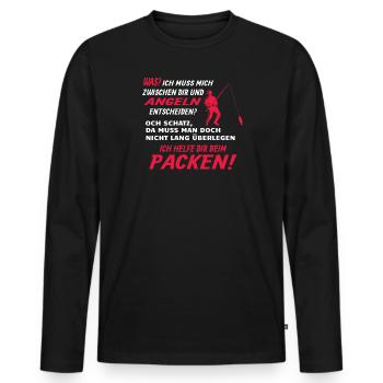 Angler Geschenkidee Hobby Angeln - Männer Premium Bio Langarmshirt - Schwarz - Vorne - Nico (187cm)