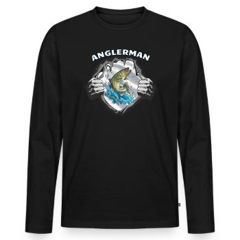 Angler Gift Idea Hobby Fishing - Men's Premium Organic Long Sleeve Shirt - black - Front - Nico (187cm)