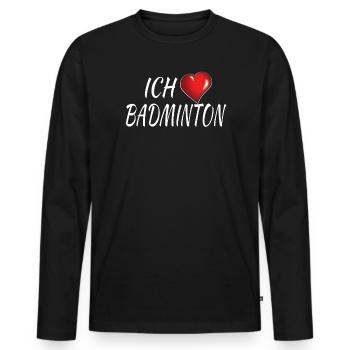 Badminton Spieler Geschenkidee Design - Männer Premium Bio Langarmshirt - Schwarz - Vorne - Nico (187cm)