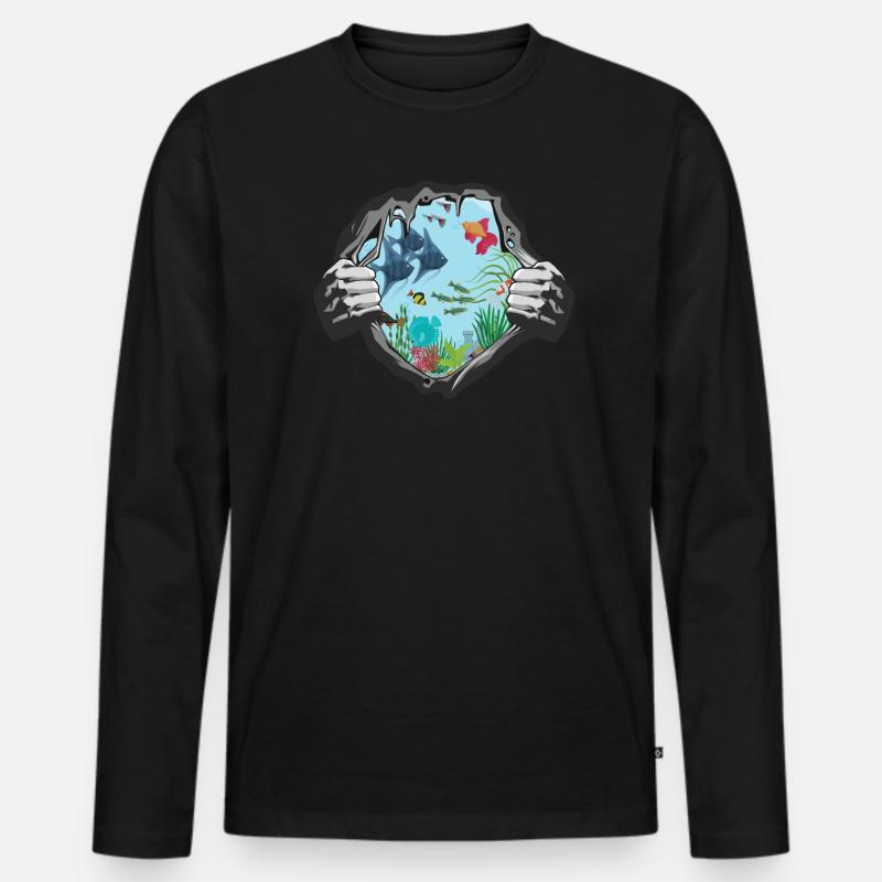 Aquaristik Geschenkidee Fisch Design - Männer Premium Bio Langarmshirt - Schwarz