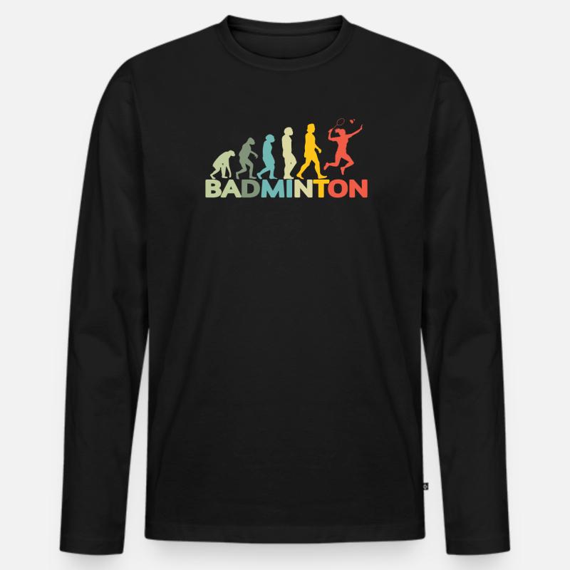 Badminton Spieler Geschenkidee Design - Männer Premium Bio Langarmshirt - Schwarz