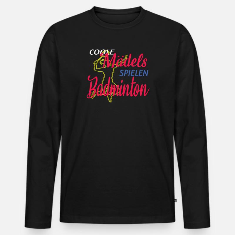 Badminton Geschenkidee Sport Design - Männer Premium Bio Langarmshirt - Schwarz