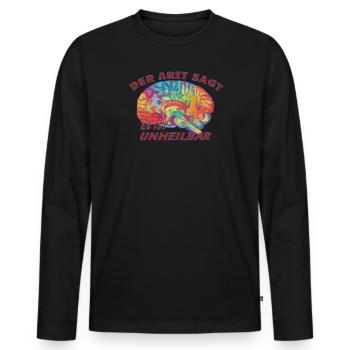 Badminton Geschenkidee Sport Design - Männer Premium Bio Langarmshirt - Schwarz - Vorne - Nico (187cm)