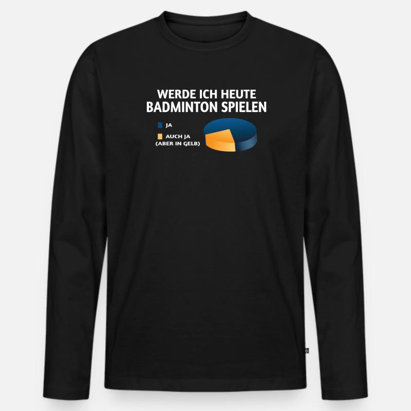 Badminton Geschenkidee Sport Design - Männer Premium Bio Langarmshirt - Schwarz