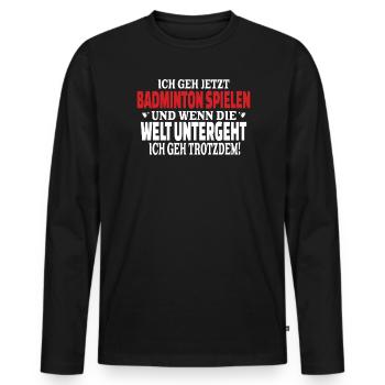 Badminton Geschenkidee Sport Design - Männer Premium Bio Langarmshirt - Schwarz - Vorne - Nico (187cm)